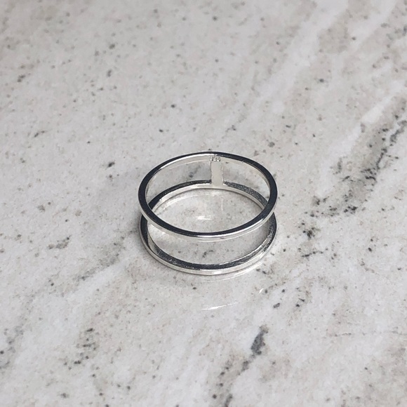 925 Sterling Silver Double Line Midi Ring - Picture 3 of 16